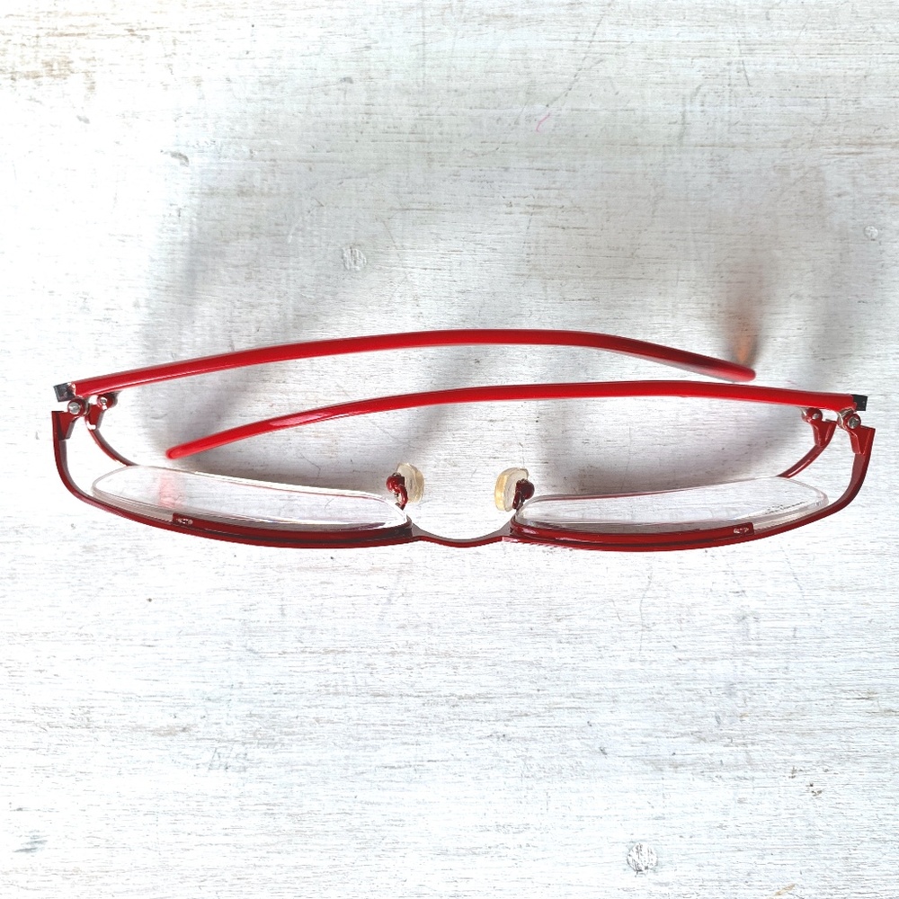 Red Men's Rectangular Metal Eyeglass Frames - image 6